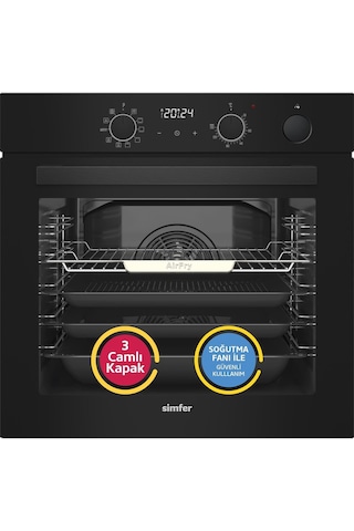 Simfer 11 Fonksiyon Steam Master Siyah 2'li Ankastre Set (8244 Fırın + 3653 Ocak)