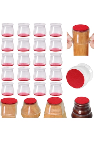 Neevoyu 16 Adet Silikon Masa Sandalye Ayak Koruması - Zıplama Olmayan, Zemin Ve Mobilyayı Korumak İçin Şeffaf Ayak Kılıfları