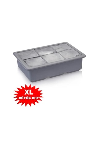 Mithra Life 6 Lı Büyük Boy Kare Silikon Buz Kalıbı Mıt1073 Gri - Siyah