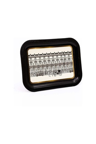 Urban Desenli Metal Klasik Tepsi, 23,3 X 30,7 Cm
