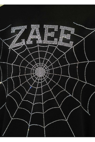 Zaee Spider Taş İşlemeli Oversize Tişört Siyah