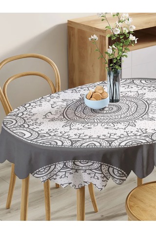 Joyarty Oval Masa İçin Masa Örtüsü "ajurlu Daireler" 140 110 Cm 421594240 Beyaz