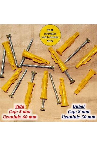 Tr Dübel Ve Vida Seti, Dübel 8x50 Mm Vida 5x60 Mm 10'lu Set