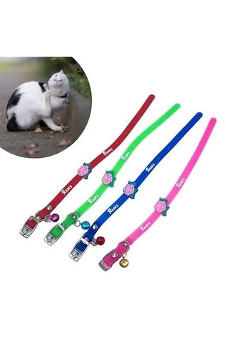 Çıngıraklı Zilli Sevimli Renkli Slikon Kedi Köpek Boyun Tasması 5332 Açık Bej - Bej