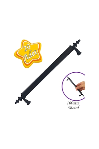 20 Adet Erciyes Kulp Siyah 160 Mm Kulp Mobilya Mutfak Dolabı Çekmece Dolap Kapak Kulpu Kulbu Metal Kulpları