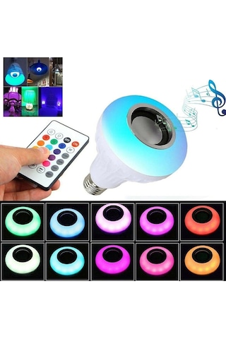 Rgb Bluetooth Hoparlörlü Led Ampul 500 Lümen E27 Kumandalı