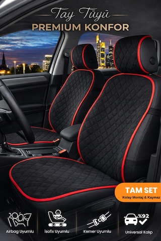 Oto Koltuk Kılıfı Tay Tüyü Oto Koltuk Minderi Tam Set Terletmez,kaymaz,su Geçirmez,airbag Uyumlu - Mnd5x1 Stiloto