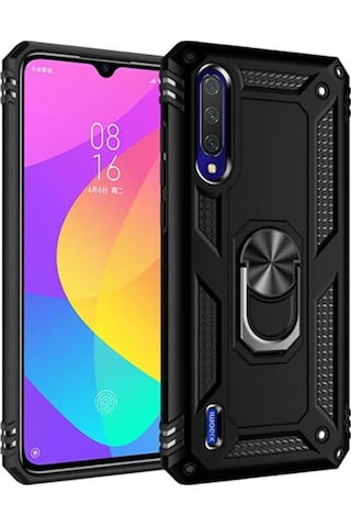 Xiaomi Mi A3 Yüzüklü Standli Vega Kilif Ekran Koruyucu 510330626