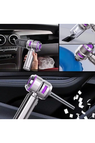 Buffer 9 Farklı Uçlu Kablosuz Şarjlı Araç İçi Süpürge Wireless Destekli, Güçlü Emiş, Taşınabilir Pratik Araç Temizley