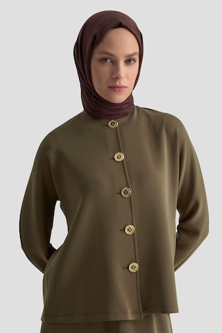 Armine Düğme Detaylı Örme Takım 25kd1805 Haki Haki