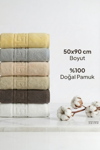 6'lı Lua Karışık Greek El Havlusu - 50x90 Cm, 225 Gr, %100 Pamuk, Spa Ve Otel Havlusu Çok Renkli