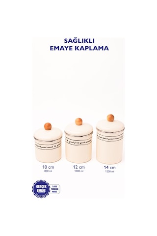 Mood Ahşap Tepeli Emaye Kavanoz/baharatlık Seti Bej