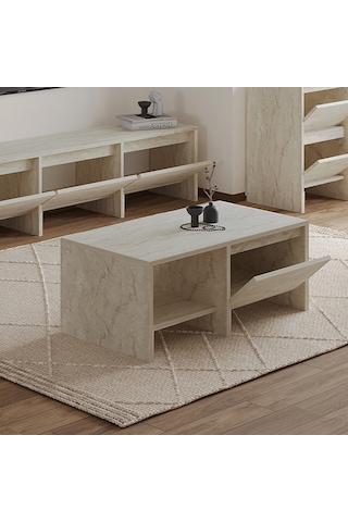 Laris Kapaklı Orta Sehpa 90 Cm Modern Tasarım Traverten