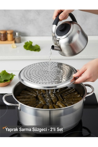 Lüks Paslanmaz Çelik Sarma Ve Dolma Süzgeci Altlığı 2'li Çelik