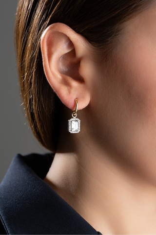 Çekirdekjewelry 925 Ayar Gümüş Baget Taşlı Küpe Çok Renkli