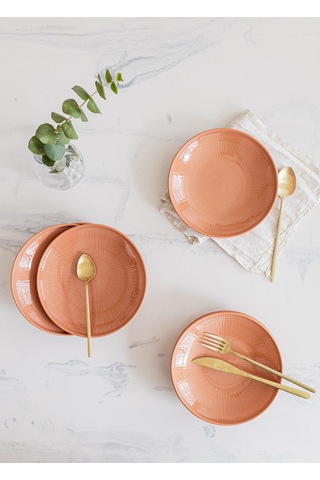 The Mia The Mia Noon Yemek Takımı 6 Kişilik Somon 24 Parça Şeffaf