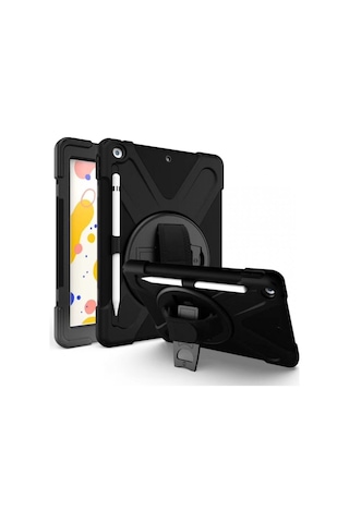 Apple Uyumlu iPad 8. Nesil 10.2 Inç 2020 Tablet Kılıfı Kalemlikli Defender Askılı Tank Zırh Silikon Kılıf Kılıf