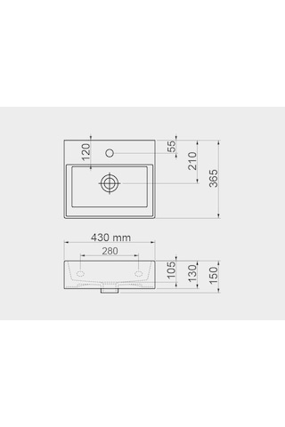 Lapino Daphne 43 Cm Tezgah Üstü Lavabo Beyaz