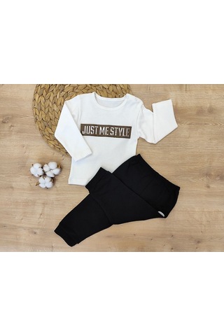 Erkek Bebek Takimi 2'li Uzun Kollu Pamuklu Kumaş Hediyelik Bebek Giyim 6-9-12-18-24-36 Tkm75283 Siyah