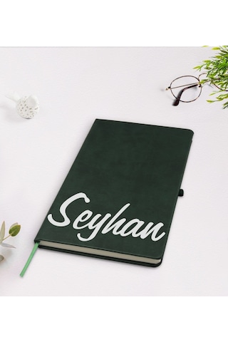 Bitmeyenkartus Kişiye Özel El Yazılı Yeşil Termo Deri Defter Model 2