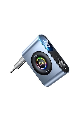 Araba İçin Bluetooth 5.3 Aux Adaptörü Çok İşlevli Düğme Ve Pil Ömrü Göstergesi Gürültü Önleyici Bluetooth Alıcısı, Araba/ev Stereo/kablolu Kulaklıklar/eller Serbest Çağrı, 22h Pil Ömrü,