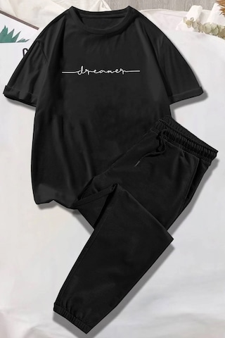 Unisex Dreamer Baskılı Eşofman Takımı Siyah