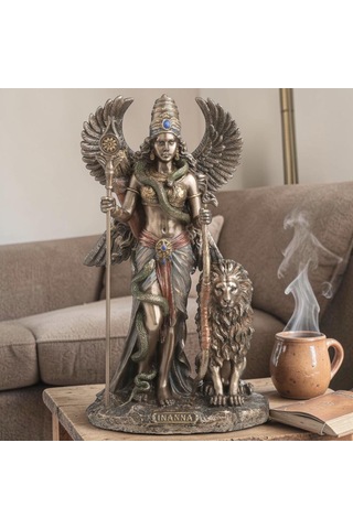 Dekoratif Inanna Biblo Wise Veronese Poliresin Mezopotamya Tanrıçası Figürü 23 Cm .