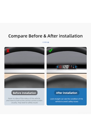 Maiyame Tesla Model 3/y 2019+ Uygun Abs Hud Ekranı - Hız/vites/sinyal/pil Seviyesi/kapı/kemer Uyarısı Gösterimi