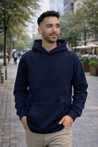 Luxıc Core Erkek Oversize Kapüşonlu Sweatshirt Lacivert Geniş Kalıp, Rahat Fit, Günlük Kullanım