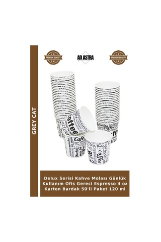 Delux Serisi Kahve Molası Günlük Kullanım Ofis Gereci Espresso 4 Oz Karton Bardak 50'li Paket 120 Ml