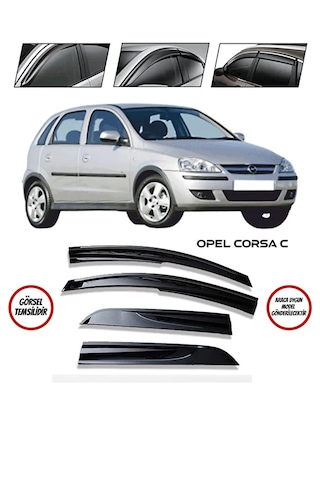 Opel Corsa C Parlak Siyah Mügen Cam Rüzgarlığı Opel Corsa C Tüm Kasalar 4 Lü Set