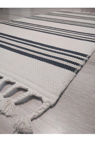 Tarz Wool 20-001 Siyah Bej-siyah Yün Dokuma Kilim 110 x 170 CM
