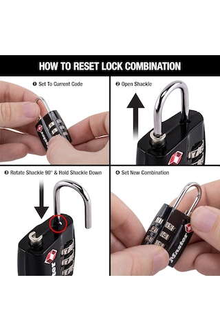 Master Lock Siyah Tsa Onaylı Geniş Kilit Gövdeli Ve İnce, Dayanık Diğer