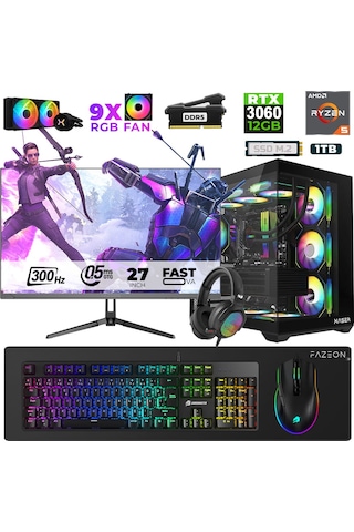 Xaser Star X210 R5-7500F 16 GB 1 TB M.2 NVMe SSD 12 GB RTX3060 27" Free Dos Dizüstü Bilgisayar