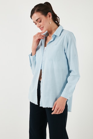 Lela Pamuklu Regular Fit Cepli Bayan Gömlek Cf25S16992 Mavi