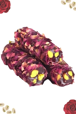 Gül Yaprağı Kaplı Antep Fıstıklı Gül Aromalı Parmak Fitil Lokum 1kg