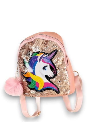 Daj Company Işıklı Pullu Unicorn Figürlü Renkli Kız Çocuk Sırt Çantası Pembe