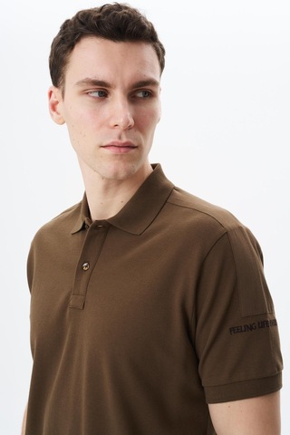 AR-MA Arma Erkek Regular Fit % 100 Pamuk Pike Polo Yaka Tişört Y29374355202 Kahverengi