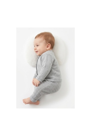 Gülerçocuk Unisex Bebek Gri Triko Örgü Alt Üst Takım - Düğmeli Hırka Ve Pantolon İkili Set Yenidoğan 0-3 Ay Gri - 938051830 Gri