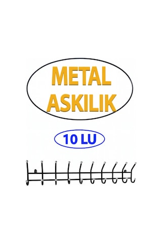 10 Lu Metal Duvar Askısı Ekonomik Model Banyo Mutfak Elbise Askılığı Gümüş