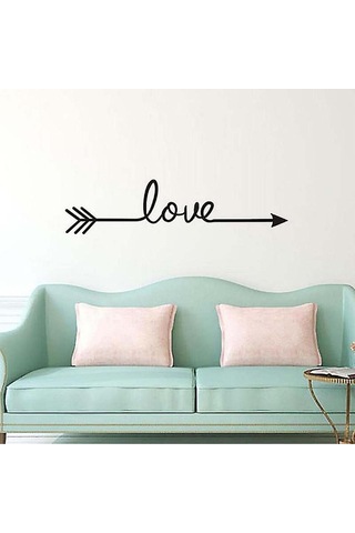 Love Yazılı Tasarım Duvar Sticker 58x15 Cm Siyah