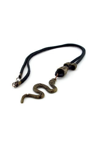 Solfera Antik Sari Renkli Yilan Deri Metal Erkek Kolye Q0584 Çok Renkli