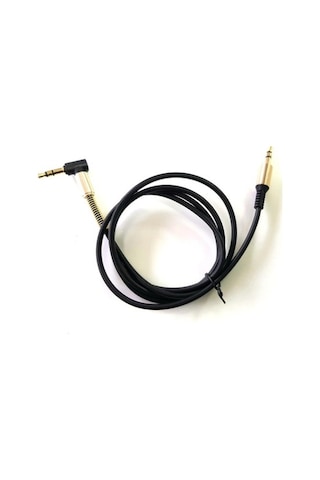 Electroon 3,5Mm Stereo Gold Jaklı Siyah Silikon Aux Kablo 1Metre