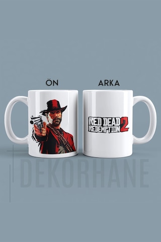 Rdr2, Red Dead Redemption 2 - Tasarım Baskılı Kahve Kupası Hediye Porselen Kupa Beyaz