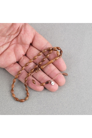 Kuka Orijinal Doğal Lapisdo İmzalı El Boy Sığırcık Kesim 4.5x9mm Tesbih Kahverengi