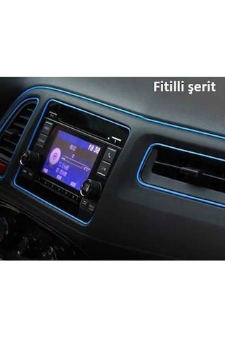 Araç Oto Mavi Fitilli Ip Torpido Şerit Araç Içi Nikelajlı 5 Mt N11.3558
