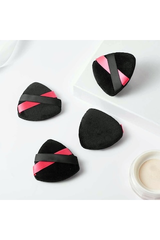 Melien Çift Kurdele Pamuk Yıkanabilir Kadife Puf Makyaj Süngeri Lila - Siyah 2'li