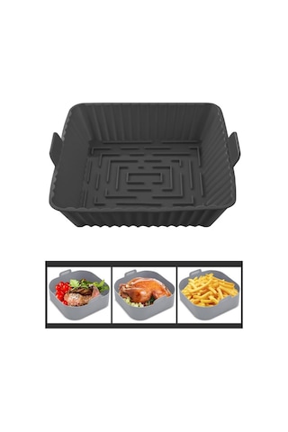 Onikiden Yanmaz Yapışmaz Airfryer Silikon Kare Pişirme Kabı Sl101 - Hava Fritözlerle Uyumlu 20x20cm 001