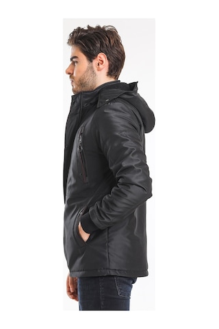 Slazenger HOLD Erkek Kapüşonlu Siyah Mont & Kaban