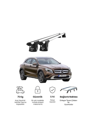 Trio-ıı Mercedes-benz Gla 2013 Ve Sonrası Uyumlu Kilitli Ara Atkı 120cm Port Bagaj Tavan Barı